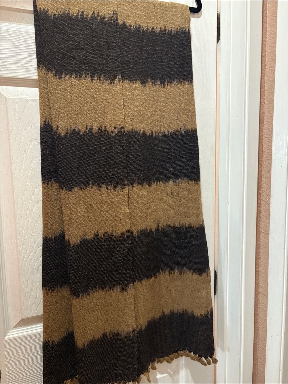 Issey Miyake Brown and Black Striped Knit Wrap Scarf